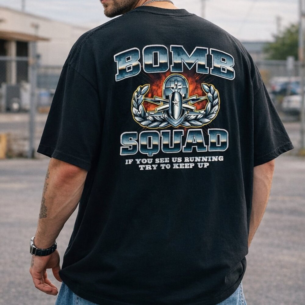 Vintage 00s Y2K Fruit Of The Loom Heavy Men's XL Bomb‎ Squad Double Sided Tee